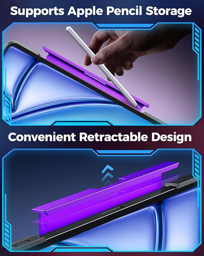 SIEBITU Clear Wireless Keyboard Case for iPad Air 11-inch (M3 2025/M2 2024) & iPad Pro 11-inch 4th 3rd 2nd 1st Gen, 7-Color Backlit with Multi-Touch Trackpad for 10.9" iPad Air 4th/5th Gen, Purple