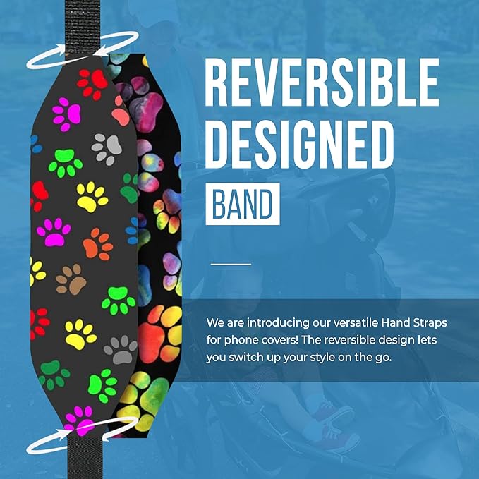 Phone Grip Strap - Pack of 2 Reversible Finger Holder for Phone Back, Customizable Anti-Slip Design, Wireless Charging Compatible Detachable Holder for iPhone - Color & Psychedelic Dog Paw