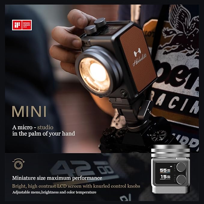 Harlowe Portable Mini LED Photography Lighting Creator Kit, 20W Travel Studio Light for Photoshooting and Video Recording, Bi-Color 2700K-6500K CRI/TLCI 96+ on Camera Light