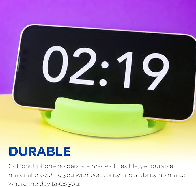 GoDonut – Phone Stand Original – Cell Phone Holder + Tablet Stand Desk Organizer – Compatible with Tablet, iPhone 16 15 14 Pro Max, Android & Most Smartphones - Black