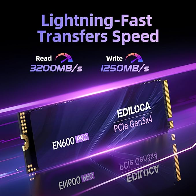EN600 PRO SSD 256GB PCIe 3.0 Gen 3x4, NVMe M.2 2280, Up to 3200MB/s, Internal Solid State Drive, SLC Cache 3D NAND TLC, Graphene Cooling Sticker, Storage for PC, Desktop and Laptops