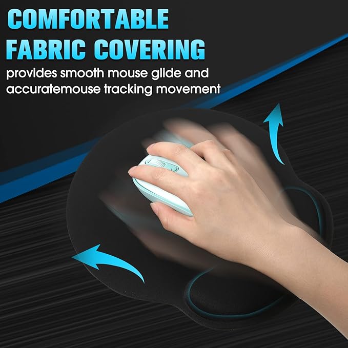 Yunsailing 8 Pack Ergonomic Mouse Pad with Wrist Rest Support Gel Memory Foam Mouse Pad Comfortable Computer Mouse Pad for Laptop Pain Relief Mousepad for Laptop, Computer, Gaming (Solid Black Style)