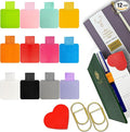 Pen Loop Holder for Notebook 12 Colors Self-Adhesive Stick On Pen Holder with Extra 2 Pens Clips 1 Leather Bookmarks As COMBO for Planner Journal Tablet Clipboards Calendars Bible Campus School Office