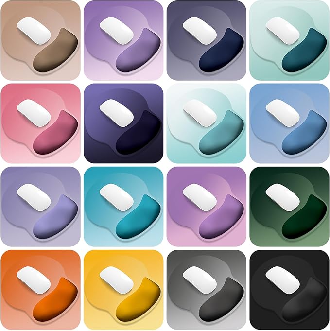 ITNRSIIET Ergonomic Mouse Pad with Wider Memory Foam Wrist Rest +17% - Curved Cushion Reduces Pressure 20%, Pain Relief, Non-Slip, Smooth, Cute Colors, 9.85 x 9 in, Pink Ombre