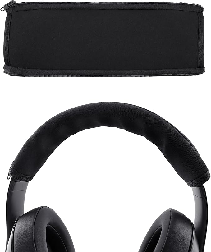 BlingKingdom Headphone Headband Cover Headphones Replacement Band Headband Protector with Zipper (Black)