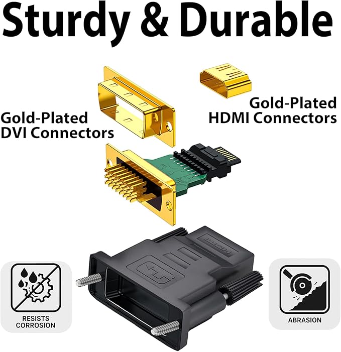 DVI to HDMI Adapter, 2-Pack – Bi-Directional DVI-D Male to HDMI Female Converter – 4K/30Hz UHD Video Support for Monitor, HDTV, Projector, PC, PS4, Laptop – Gold-Plated Connectors