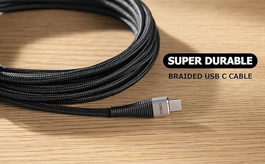 Extra Long USB C to USB C Cable 15FT 100W, USB C Charger Cable Fast Charging Cord Braided, Type C Cable for iPhone 16 15/15Plus/15Pro/Max, MacBook Pro/Air, iPad Pro/Air/Mini,Samsung,Pixel,Laptop