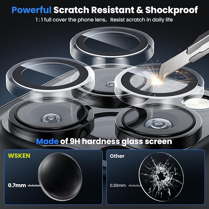 WSKEN for iPhone 16 Pro/iPhone 16 Pro Max Camera Lens Protector - [Original Shooting Model] Shatterproof Ultra HD Tempered Metal Glass Camera Screen Protector Cover Film Accessories