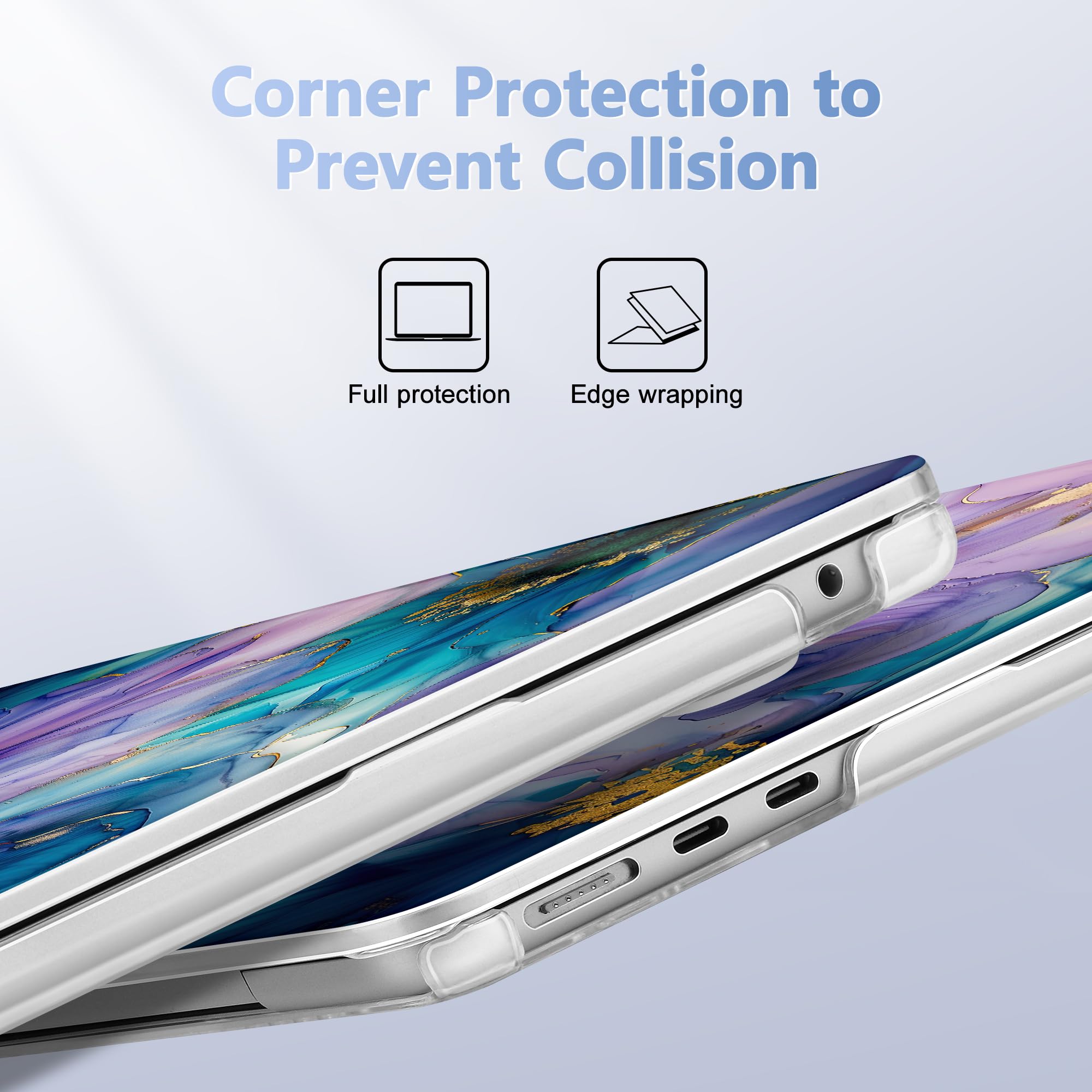 Lepeoac Case for 2026/2025/2024/2023 MacBook Air 15-inch Laptop Release M5 A3448 /M4 A3241 /M3 A3114 /M2 A2941, Stylish Protective Hard Shell Cover for MacBook Air 15.3 inch, Fluid Art Flowers