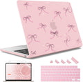 May Chen Case for MacBook Air 13/13.6 inch M5 A3449 M4 A3240 M3 A3113 M2 A2681, 2026 2025 2024-2022, Plastic Hard Shell with Keyboard Cover & Screec Protector, Chalk Pink Bow