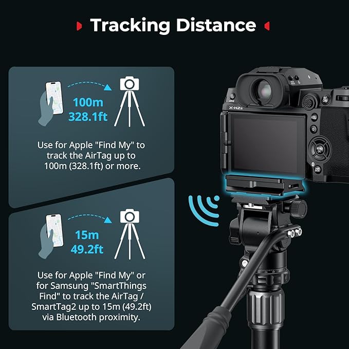 SMALLRIG Mount Plate for AirTag, Quick Release Camera Mount Baseplate for Arca-Type, Built-in EVA Pad, 1/4"-20 Screws, for FUJIFILM X-H2 / X-T4 / X-T5 / X-T50 / GFX 100S II / F8-X5M / X100V - MD5425
