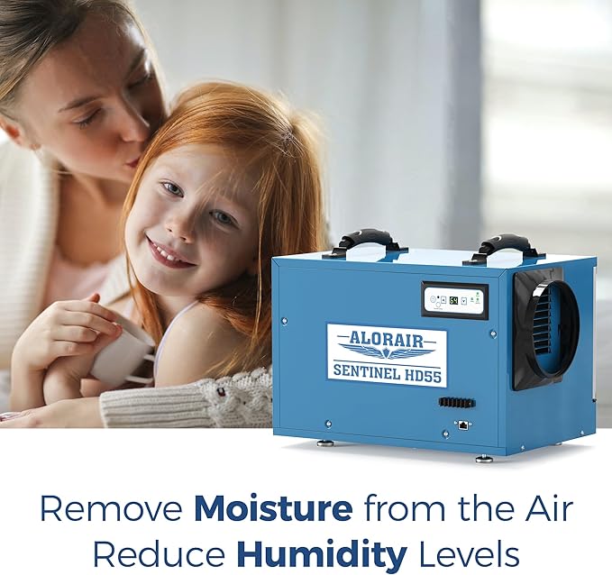ALORAIR Commercial Dehumidifier 113 Pint, with drain Hose for Crawl Spaces, Basements, Industry Water Damage Unit, Compact, Portable, Auto Defrost, Memory Starting, 5 Years Warranty, Sentinel HD55
