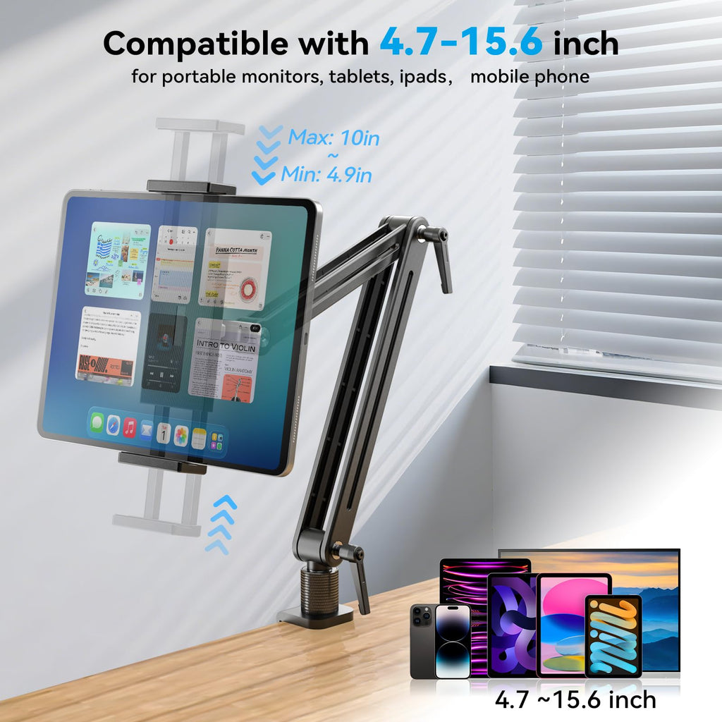 Jakeko 15.6 Portable Monitor Stand Tablet Arm Mount Holder Built-in Wrench