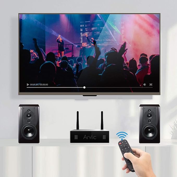 Arylic Up2stream A50+ WiFi &Bluetooth Amplifier with Airplay and Subwoofer Output, TPA3116 Stereo System, HiFi Multiroom/Multi-Zone Synchronized Audio, Wireless Stereo Amplifier