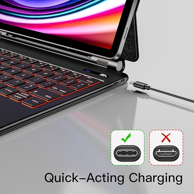 Magentic Keyboard Case for Samsung Galaxy Tab S10 FE/S9 FE 5G 10.9", Tab S9/S8/S7 11", Backlit Wireless Bluetooth Magic Keyboard Case Cover Stand Multi-Touch Trackpad LED Power Display-Black