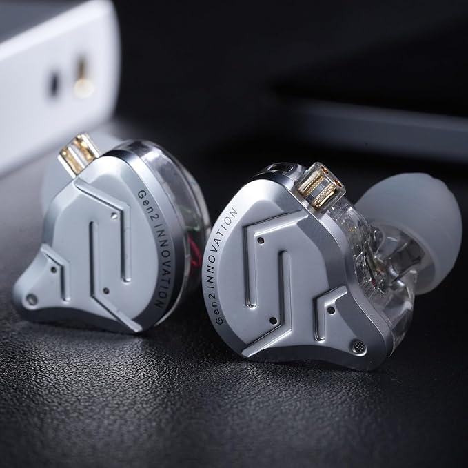 KZ ZSN Pro 2 in-Ear Monitors Headphones Metal Earphones 1BA+1DD Hybrid Technology HiFi Bass Clear Sound IEMs Noise Cancellation Earbuds Wired for Musicians Singer Audiophile(Silver,No Mic)