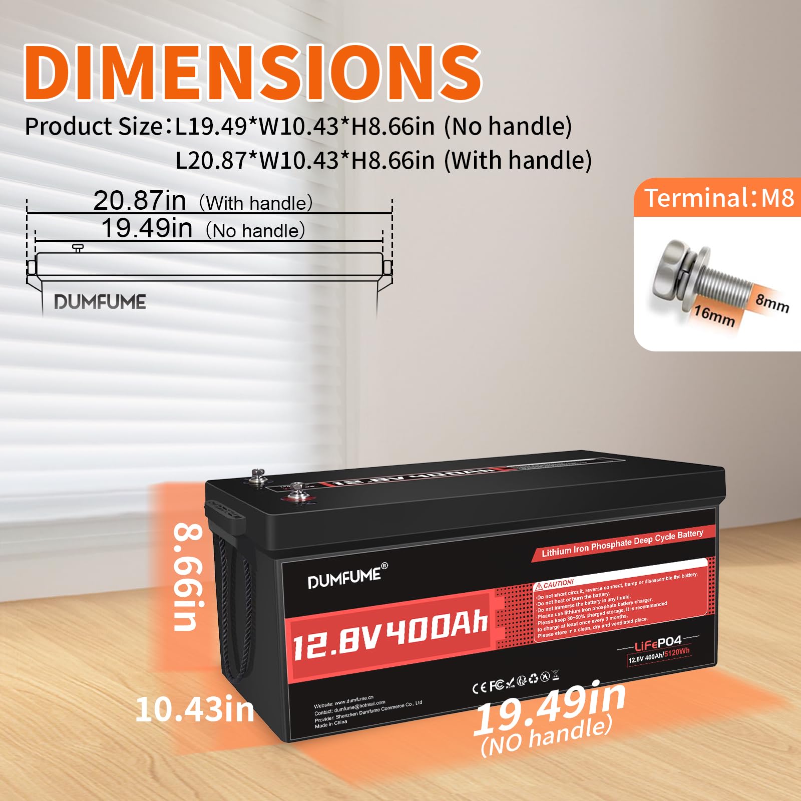 12V 400Ah LiFePO4 Battery 5120Wh Rechargeable Lithium Iron Phosphate Battery Built-in 200A BMS 15000+ Cycles for RV Solar Off-Grid Applications and Home Energy Storage
