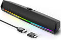 Computer Speakers for Desktop,PC Speakers Gaming Sound bar with Colorful Light,USB Speaker with Bluetooth for PCs Monitor Laptop Tablets,Wired Bluetooth Speaker for Phones(Type-C Adapter Included)