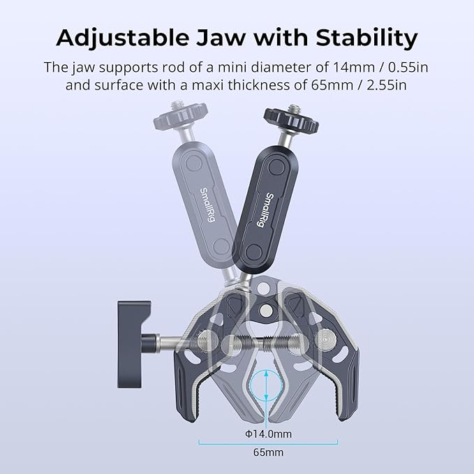 SMALLRIG Camera Mount Clamp 2-Pack, Ballhead Magic Arm with Adapter for GoPro, Camera Monitor Mount, Super Clamp for DSLR/Stabilizer - 5529