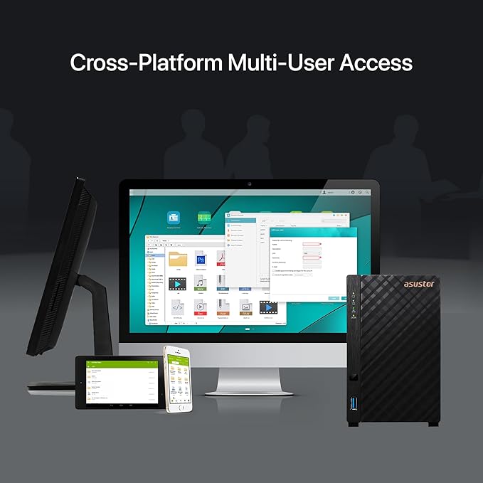 Asustor Drivestor 2 Lite AS1102TL, 2 Bay NAS, 1.7GHz Quad Core, 1GbE Port, 1GB RAM DDR4, Personal Private Cloud, Backup for Home & Small Office, Network Attached Storage(Diskless)