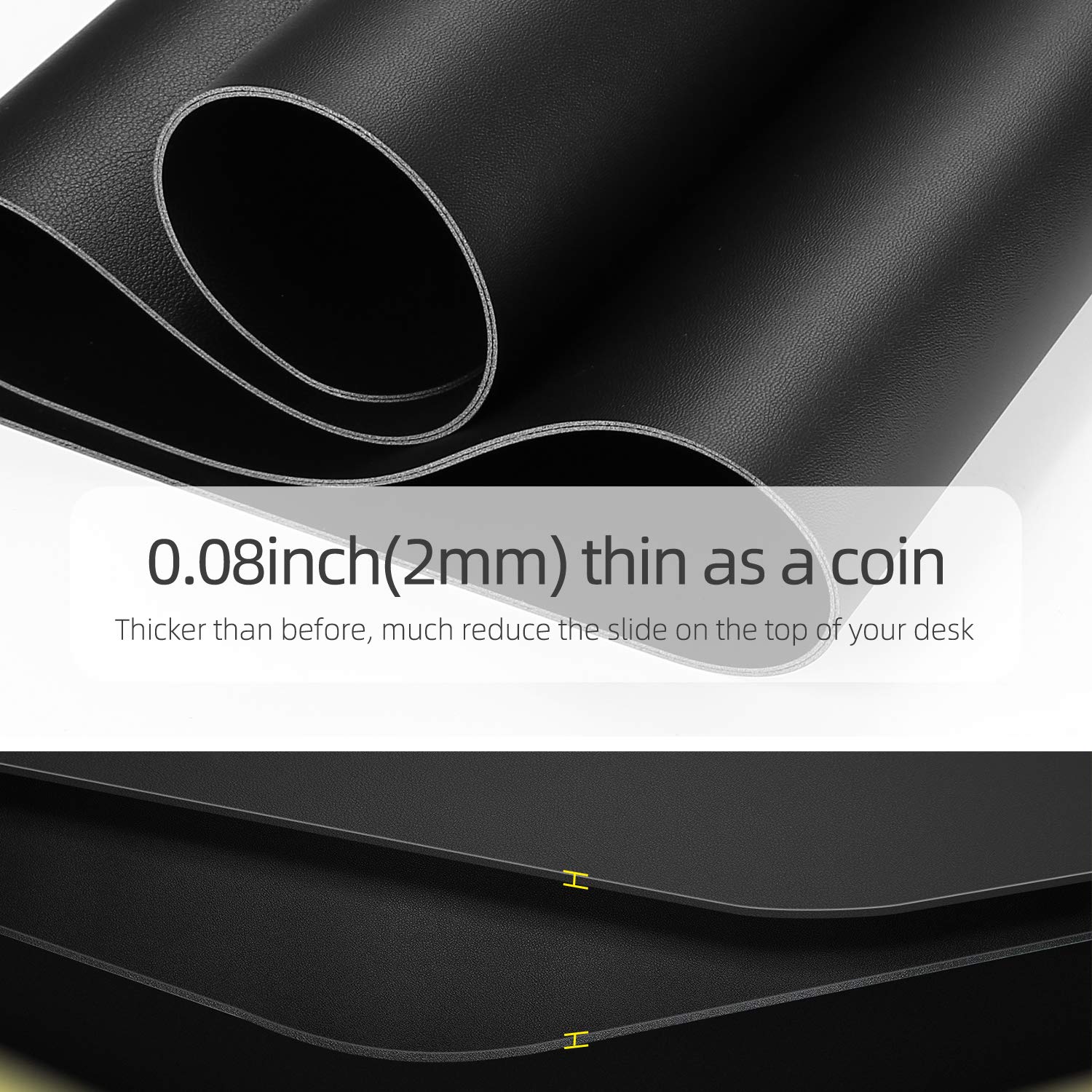 YSAGI Dual-Sided Desk Pad Protector, Desk Mat with Non-Slip - Waterproof PU Leather Office Desk Blotter for Mouse, Keyboard, Writing,35.4" x 17", Black