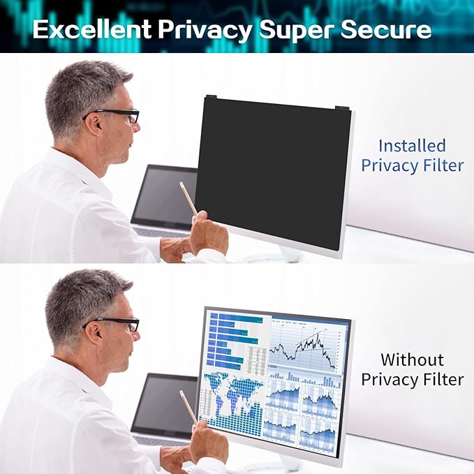 Computer Privacy Screen Filter 21.5 Inch, 9H Hardness Hanging Computer Screen Privacy Shield Compatible with 16:9 Widescreen Monitor, Eye Protection and Blue Light Blocks………