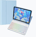 Keyboard Case for Galaxy Tab A9+/A9 Plus 11 Inch 2023, Slim Lightweight 7 Color Rainbow Backlight Detachable Magnetic Bluetooth Keyboard Cover with S Pen Holder,Sky Blue