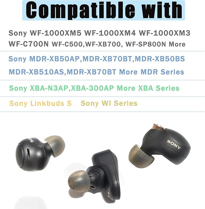 Silicone Replacement Ear Tips for Sony 1000XM5/1000XM4/LinkBuds S/WF-C500/WF-C700N/WF/WI/XBA Earbuds, 4 Pairs