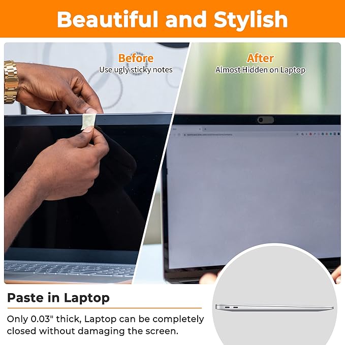 6-Pack Laptop Camera Cover Slide, Ultra Thin (0.03in) Webcam Privacy Cover for MacBook, iPhone, iPad, iMac, PC, Cell Phone & Computer Accessories (6 Pack Big)