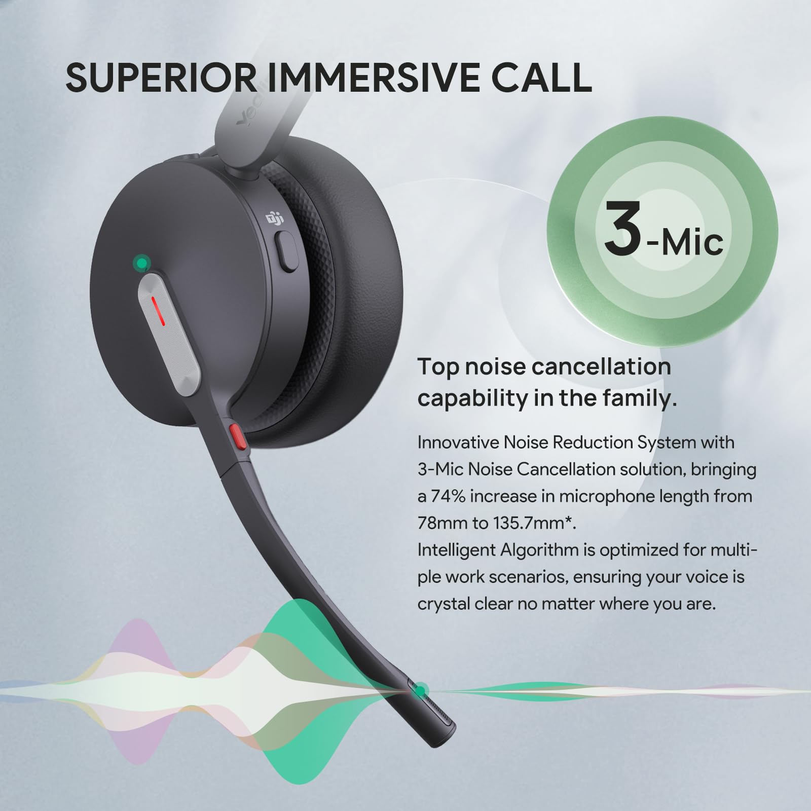 Yealink BH70 Teams Bluetooth Headset with Mic for Work, 35h Talk Battery