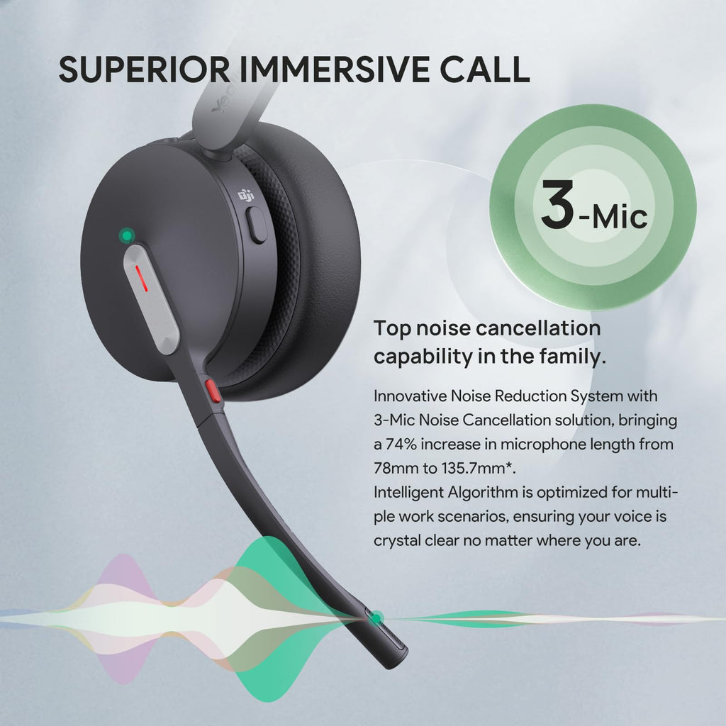 Yealink BH70 Mono Stand, Teams Certified Work Headset for Open Office Home