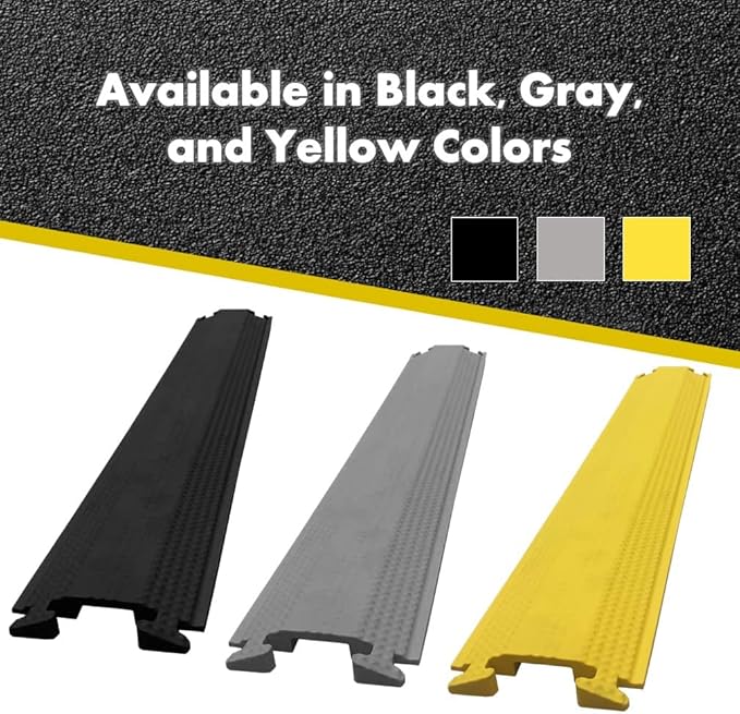 Kable Kontrol Drop Over Floor Cord Cover – 60” Inch Long 1 Channel Cable or Wire Protector – 30 Pcs Bulk Pack - Rubber Ramp for Indoor and Outdoor Use – Black