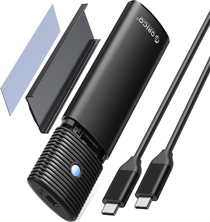 ORICO M.2 NVMe SATA SSD Enclosure Adapter Tool-Free, USB C 3.2 Gen 2 10Gbps NVMe, 5Gbps NGFF SATA PCIe M-Key(B+M Key) 2230/2242/2260/2280, Aluminum External M2 Reader Support UASP Trim- PWDM2-BK