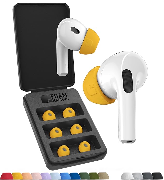 Foam Masters Ultra-Premium Memory Foam Ear Tips for AirPods Pro 1st & 2nd Gen | 3 Pairs | Black Magic Ver 6.0 | Secure | Comfort | Better Noise Cancel | Replacement Buds – Orange, Medium