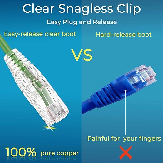 Rapink Patch Cables Cat6/ Cat6a 5ft (24 Pack) Slim, Cat6a Ethernet Patch Cable 50G Support, Snagless Cat 6 Patch Cable for Patch Panel to Switch, Flexiable Cat6 Ethernet Cable Green