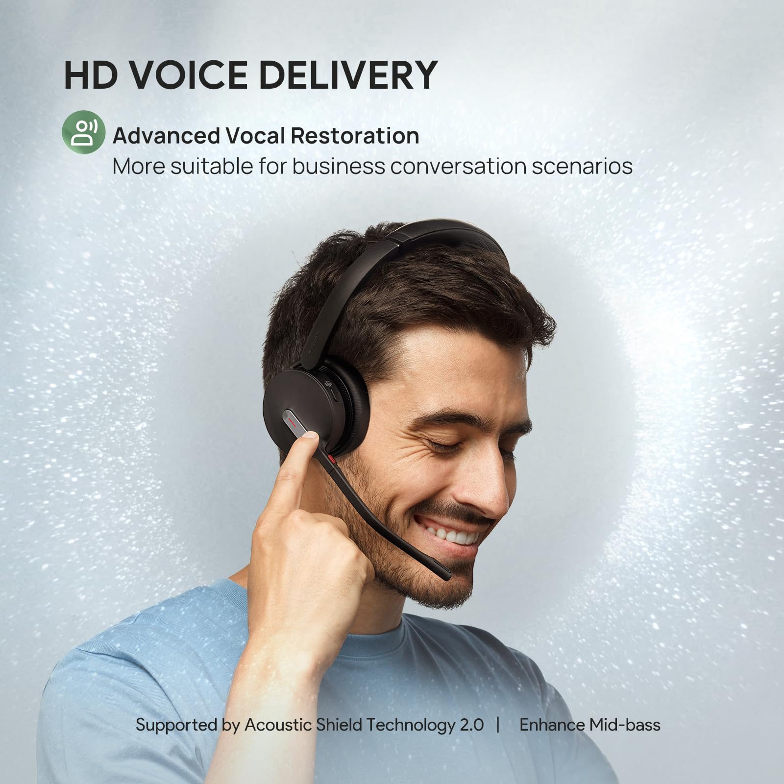 Yealink BH70 Teams Bluetooth Headset with Mic for Work, 35h Talk Battery