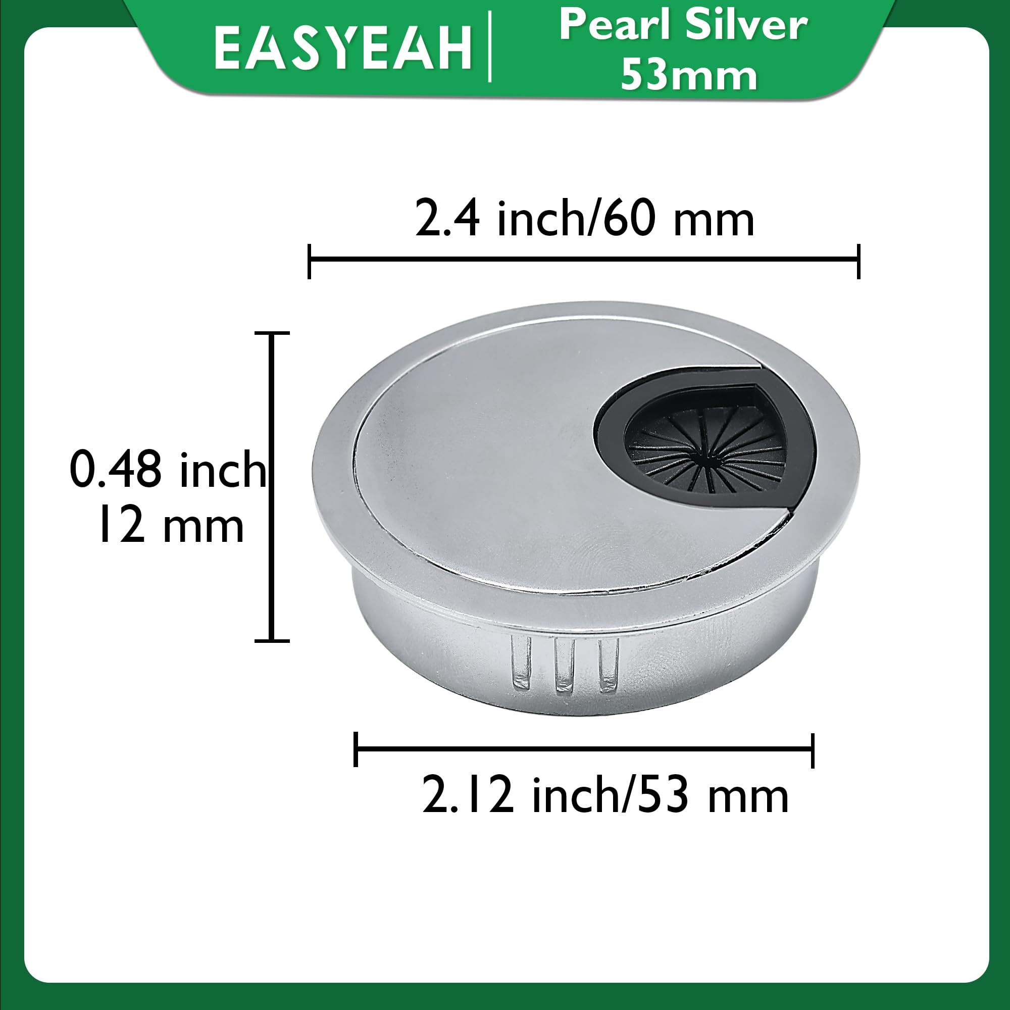 EASYEAH 1 Pcs Desk Grommet 2-1/16" / 53 mm, Zinc Alloy Desk Cord Hole Cover
