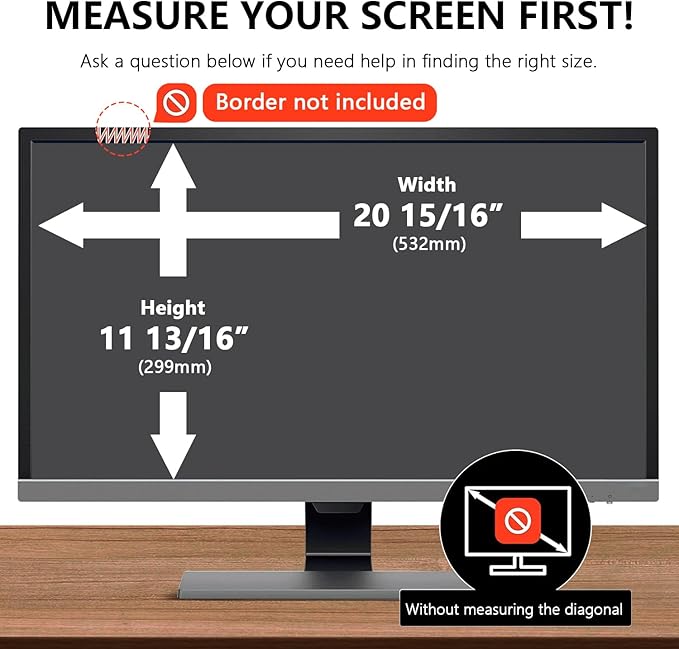 【2-Pack】 24 Inch Computer Privacy Screen for 16:9 Monitors with Anti-Spy Anti-Glare Filter, Blue Light Blocking & Eye Protection, Removable Anti-Scratch HD Clarity Screen Protector