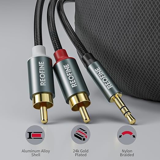 3.5mm to RCA Cable (3Feet/1M),3.5 mm 1/8 to RCA 2-Male Headphone Jack Adapter HiFi Sound Splitter Auxiliary Cord for Smartphone,MP3 Players,Laptops,Tablet,Speaker