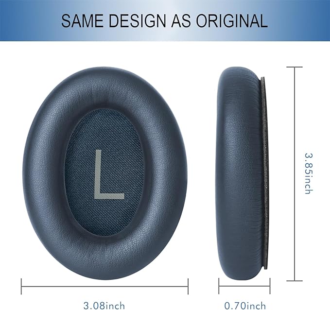 GEVO Replacement Ear Pads for Bose QC45, Ear Cushions for Bose QuietComfort 45 (QC45) & Quiet Comfort SE (QC SE) Headphones, Earpads with Softer Leather Noise Isolation Foam (Blue)