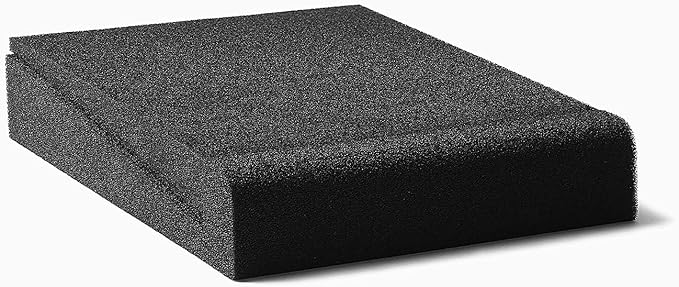SS5 Studio Monitor Isolation Pads, High-Density Acoustic Foam Tilted Tabletop & Desktop Speaker Stands for Midsize Bookshelf Computer Speakers, Prevent Vibrations & Fits most Speaker, Black - Pair