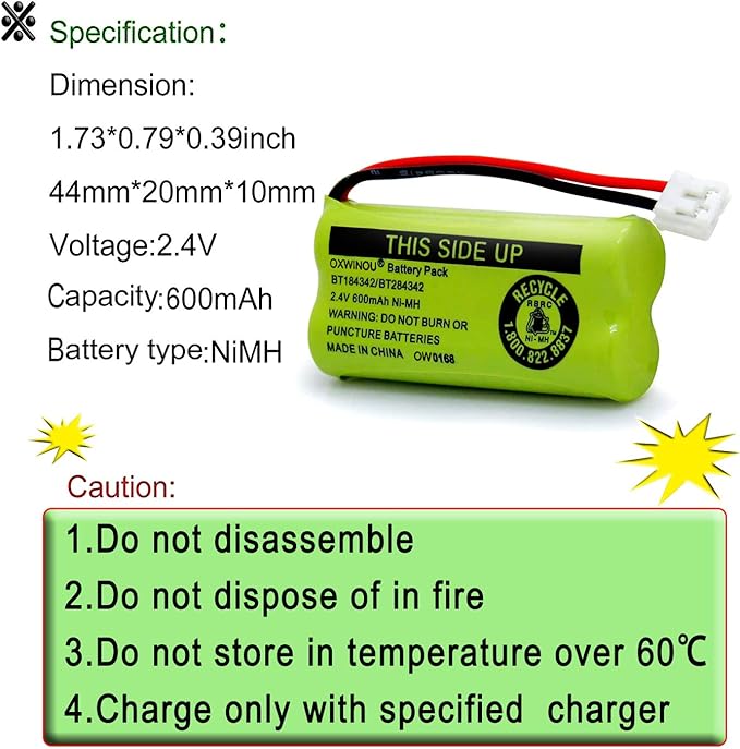 2.4v BT184342 BT284342 BT18433 BT28433 BT183348 BT283348 BT-1011 Replacement Battery Compatible with Phone CS6209 CS6219 CS6229 DS6151 89-1330-01-00 CPH-515D(3-Pack)