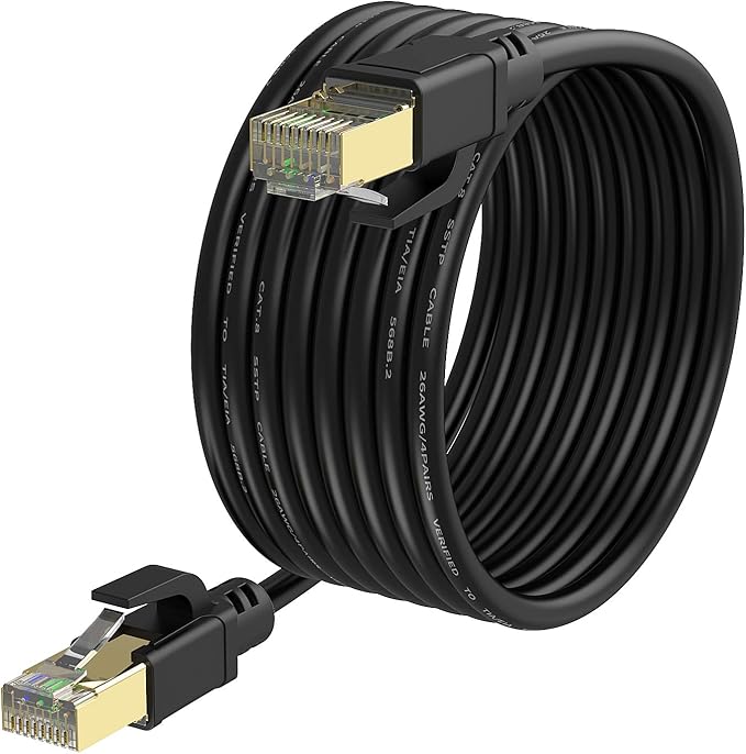 Cat8 Ethernet Cable 150ft, Internet Network Cord, 40Gbps 2000Mhz LAN Wires, High Speed SSTP LAN Cables with Gold Plated RJ45 Connector for Router, Modem, Gaming, Xbox (150ft)