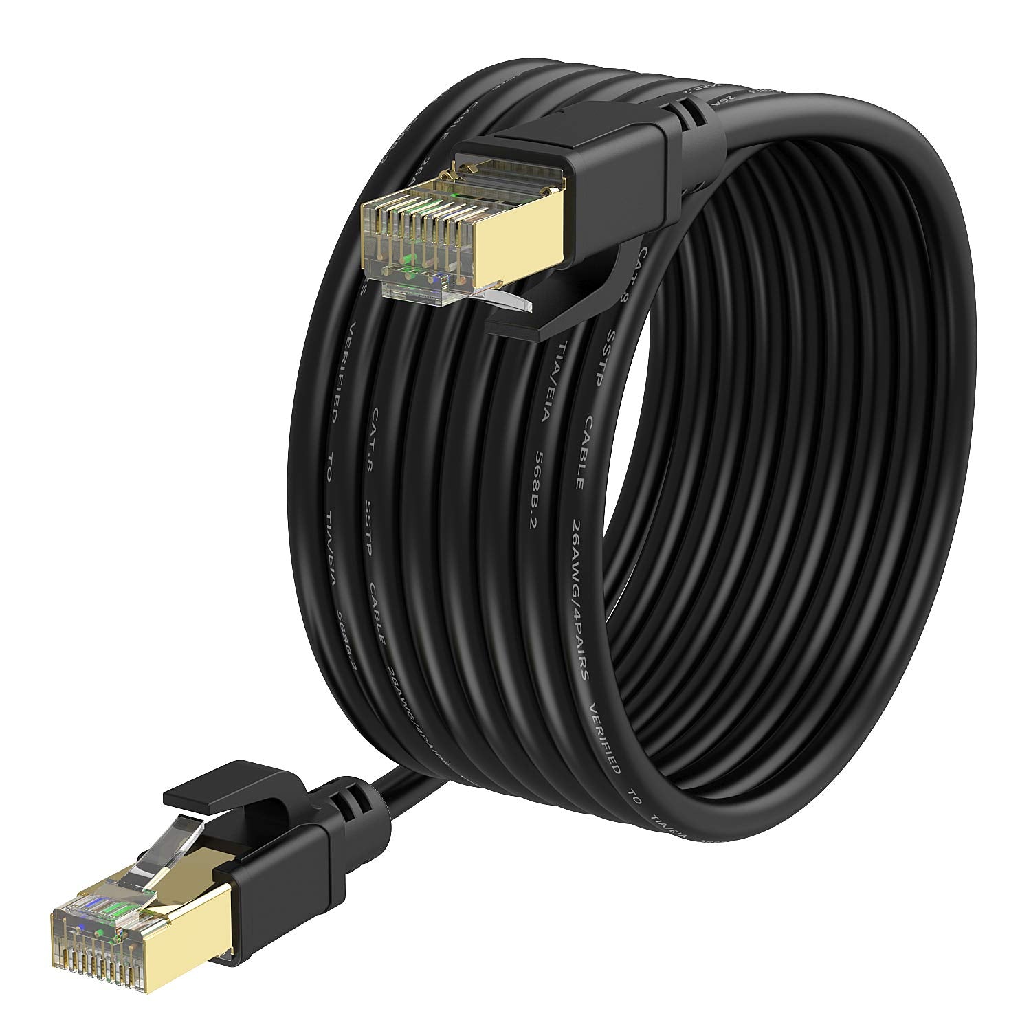 YixGH Cat8 Ethernet Cable, Internet Network Cord, 40Gbps 2000Mhz LAN Wires, High Speed SSTP LAN Cables with Gold Plated RJ45 Connector for Router, Modem, Gaming, Xbox (250ft)