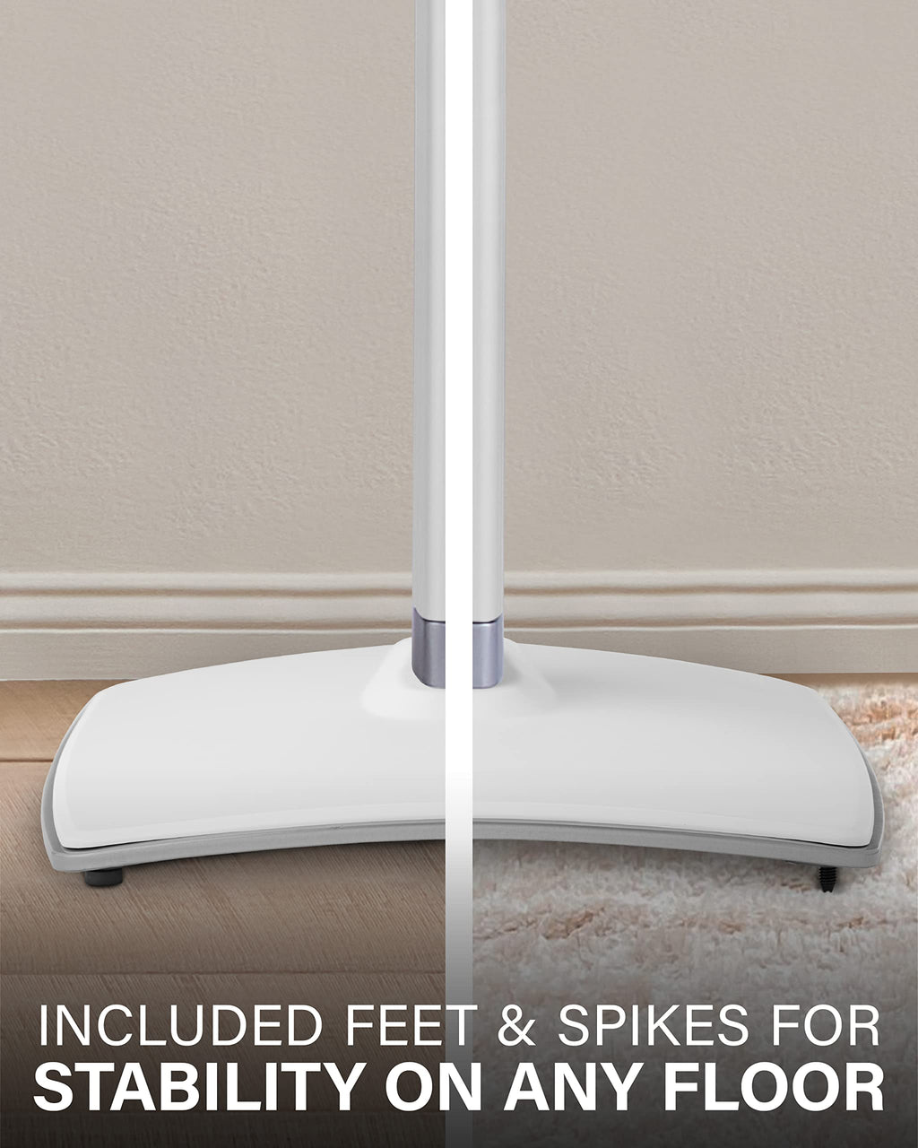 SANUS Adjustable Height Wireless Speaker Stands Designed for Sonos One, One SL, and Play:1 - Tool-Free Adjustment up to 16" and Built-in Cable Management (White)