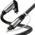 BlueRigger Optical Audio Toslink Cable - 35FT (90 Degrees Optical Cable for Soundbar, 360 Degree Rotatable Right Angle, S/PDIF Digital Toslink) - Fiber Optic Compatible with HDTV, Game Console, DVR