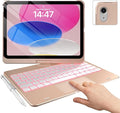 typecase Touch iPad 10th Generation Case with Keyboard (10.9", 2022) and iPad A16 (11th Gen, 2025) – 360° Rotatable, 11-Color Backlit, Multi-Touch Trackpad, Thin & Light (Rose Gold)