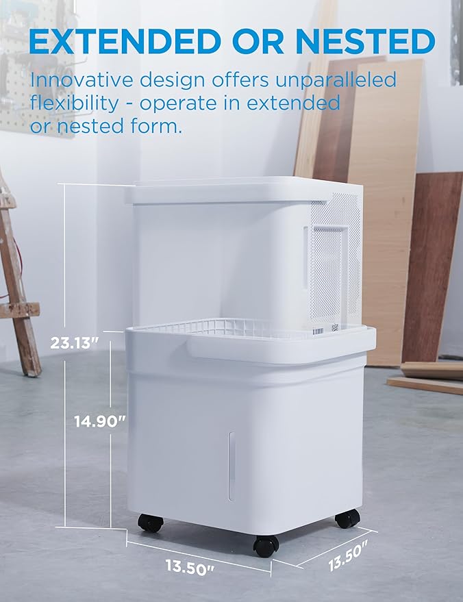 Midea Cube 20 Pint Dehumidifier for Basement, Up to 1,500 Sq. Ft. dehumidifier with drain hose, ENERGY STAR Certificated, Smart Control, Compatible with Alexa, White