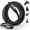 Elecan Optical Audio Cable 150 Ft Digital Audio Toslink Cable Cord-Fiber Optic-Gold Plated-Flexiable&Durable-for Home Theater,Sound Bar,PS4&Xbox-with 4 Right Angled and Mini Toslink Adapters+Ties