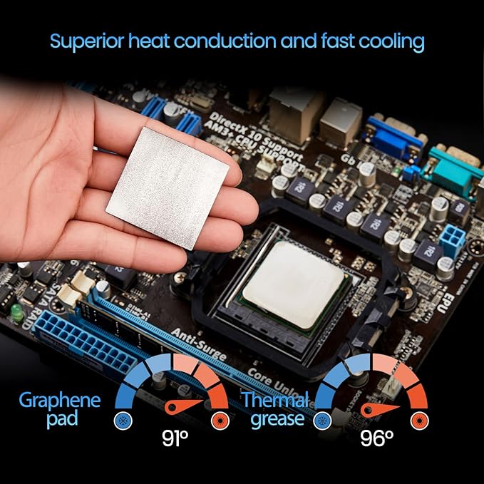 Thermal Pad,68 * 51 * 0.2mm,Graphene Thermal Pads for GPU/CPU/SSD/Electronics - Highly Efficient, Compressible (68 * 51mm)